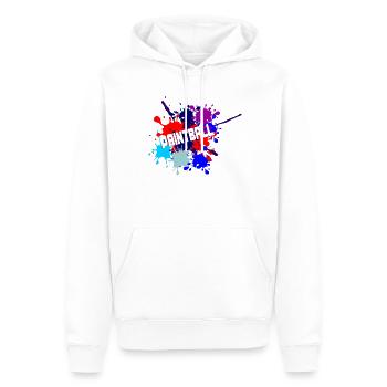 Texte de paintball découpé - Sweat à capuche Premium bio Homme - blanc - Devant - Nico (187cm)