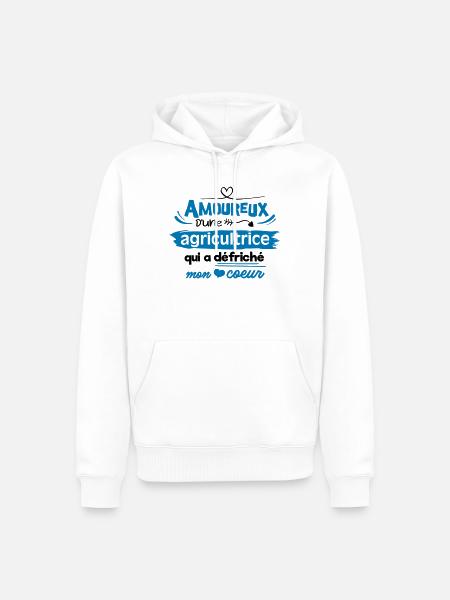 Amoureux d'une agricultrice - Sweat à capuche Premium bio Homme - blanc