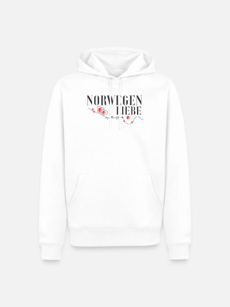 Norwegen Liebe Herzdesign - Männer Premium Bio Hoodie - Weiß