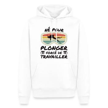Né Pour Plonger Forcé De Travailler - Sweat à capuche Premium bio Homme - blanc - Devant - Nico (187cm)
