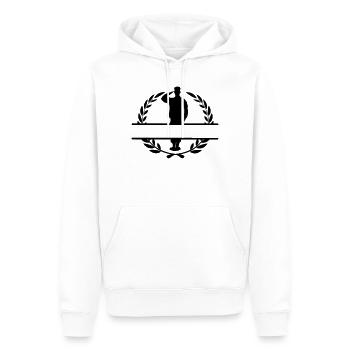Respect banner salute soldier in laurel wreath - Men’s Premium Organic Hoodie - white - Front - Nico (187cm)