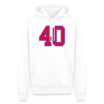 40. 40 JAHRE. 40-JÄHRIGES JUBILÄUM. 40-JÄHRIGES JUBILÄUM. - Männer Premium Bio Hoodie - Weiß - Vorne - Nico (187cm)