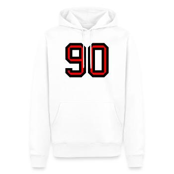 90. 90 ANS. 90e ANNIVERSAIRE. ANNIVERSAIRE 90 ANS. - Sweat à capuche Premium bio Homme - blanc - Devant - Nico (187cm)