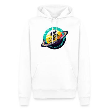 Cycliste sur Saturne - Sweat à capuche Premium bio Homme - blanc - Devant - Nico (187cm)