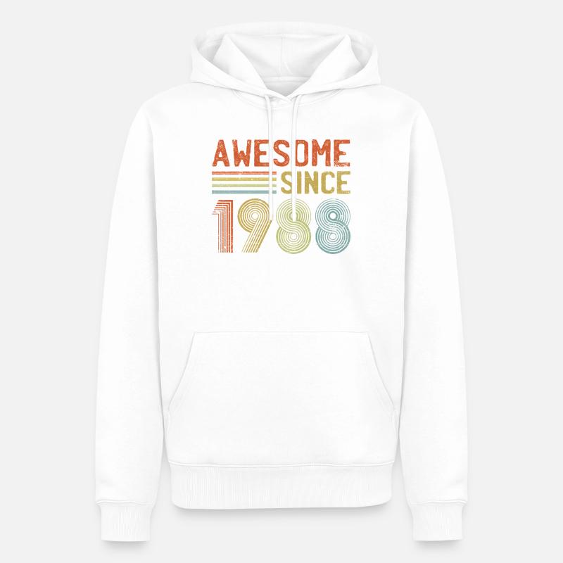 Conception rétro de célébration annuelle - Sweat à capuche Premium bio Homme - blanc