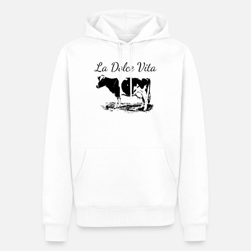 Vache laitière de la dolce vita - Sweat à capuche Premium bio Homme - blanc