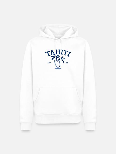 Tahiti - Palme - Palmen - French Polynesia Strand - Männer Premium Bio Hoodie - Weiß