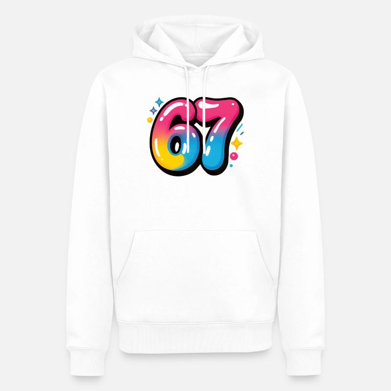 67 bunt sechs sieben bunte Luftballons - Männer Premium Bio Hoodie - Weiß