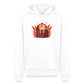 Boîte en bois explosive au visage sombre - Sweat à capuche Premium bio Homme - blanc - Devant - Nico (187cm)