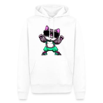 Fitness Katze - Männer Premium Bio Hoodie - Weiß - Vorne - Nico (187cm)