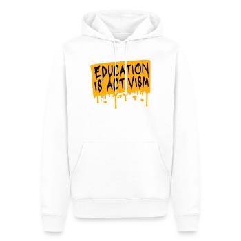Education Is Activism Bildung Aktivismus Statement - Men’s Premium Organic Hoodie - white - Front - Nico (187cm)