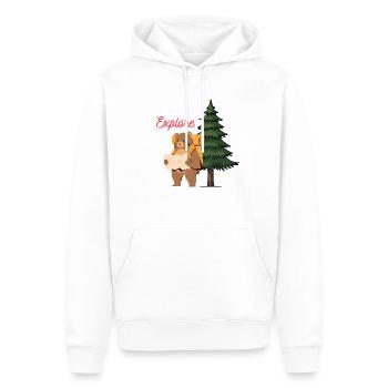 Explore Camping Shirt – Bear in the Woods - Sweat à capuche Premium bio Homme - blanc - Devant - Nico (187cm)