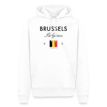 Bruessel Belgien Koordinaten Reise Souvenir - Männer Premium Bio Hoodie - Weiß - Vorne - Nico (187cm)