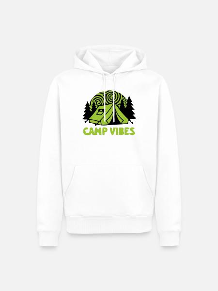 Zelt Camp Vibes Logo - Männer Premium Bio Hoodie - Weiß