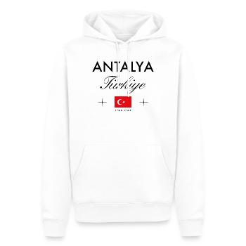 Coordonnées d’Antalya Turquie Souvenir de voyage - Sweat à capuche Premium bio Homme - blanc - Devant - Nico (187cm)