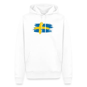 Schweden – Blau Gelb Landkarte Brush Design - Männer Premium Bio Hoodie - Weiß - Vorne - Nico (187cm)