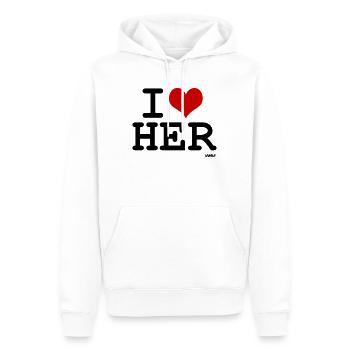 i love her by wam - Männer Premium Bio Hoodie - Weiß - Vorne - Nico (187cm)