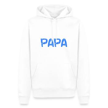 PAPA. VATERTAG. FROHER VATERTAG. ALLES GUTE ZUM GEBURTSTAG - Männer Premium Bio Hoodie - Weiß - Vorne - Nico (187cm)