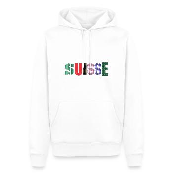 SUISSE. PAYS - Sweat à capuche Premium bio Homme - blanc - Devant - Nico (187cm)