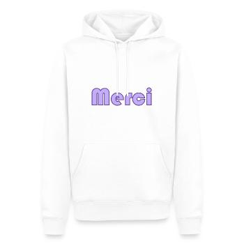 MERCI. MAÎTRESSE. MAÎTRE. MERCI MAÎTRESSE - Sweat à capuche Premium bio Homme - blanc - Devant - Nico (187cm)