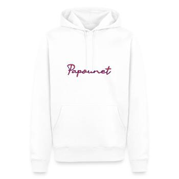 PAPOUNET. BONNE FÊTE PAPA. PAPA. FÊTE DES PÈRES - Sweat à capuche Premium bio Homme - blanc - Devant - Nico (187cm)