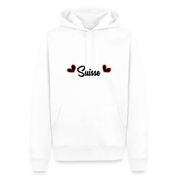 SUISSE. PAYS. GENEVE. SUISSE. HUMOUR. PAYS - Sweat à capuche Premium bio Homme - blanc - Devant - Nico (187cm)