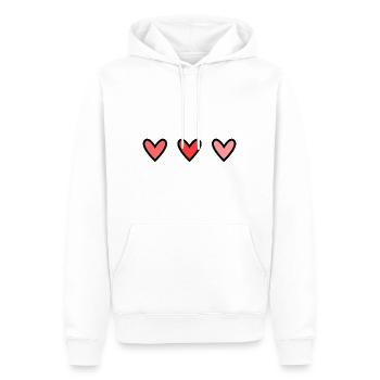 HERZ. HERZ. HEILIGER VALENTINSTAG. LIEBE. LIEBE. PAAR. - Männer Premium Bio Hoodie - Weiß - Vorne - Nico (187cm)