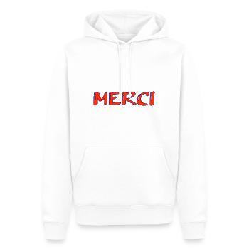 VIELEN DANK. DANKE. VIELEN DANK. JAHRESTAG. GEBURT. - Männer Premium Bio Hoodie - Weiß - Vorne - Nico (187cm)