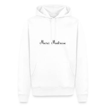 MAÎTRESSE. MERCI. MERCI MAÎTRESSE - Sweat à capuche Premium bio Homme - blanc - Devant - Nico (187cm)