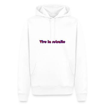 RETRAITE. RETRAITE. RETRAITEE. SENIOR. MAMIE. PAPY - Sweat à capuche Premium bio Homme - blanc - Devant - Nico (187cm)