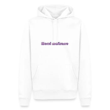MERCI. MAÎTRESSE. MAÎTRE. MERCI MAÎTRESSE. MAITRE - Sweat à capuche Premium bio Homme - blanc - Devant - Nico (187cm)