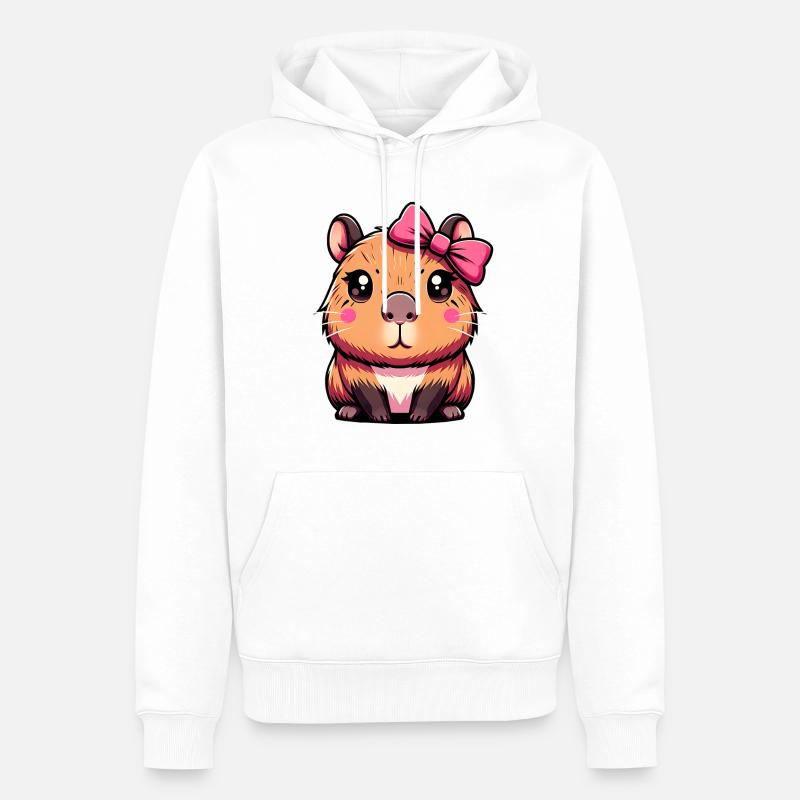 Süßes Capybara Rosa Schleife Capybara - Männer Premium Bio Hoodie - Weiß