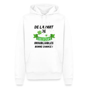Cadeau Départ de la Part de Collègues Inoubliables - Sweat à capuche Premium bio Homme - blanc - Devant - Nico (187cm)