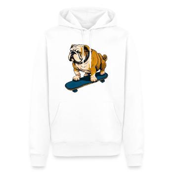 Bulldog sur planche à roulettes - Cool Dog Design - Sweat à capuche Premium bio Homme - blanc - Devant - Nico (187cm)
