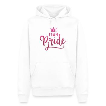 JGA-Style: "Team Bride" in glitzerndem Pink! - Männer Premium Bio Hoodie - Weiß - Vorne - Nico (187cm)