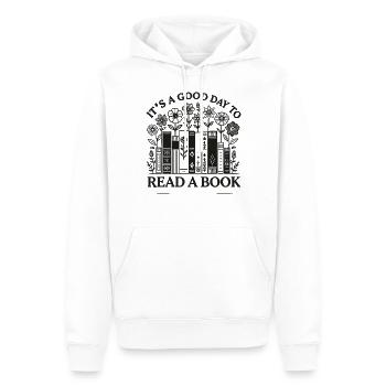 rat de bibliothèque rat de bibliothèque drôle de livre disant floral - Sweat à capuche Premium bio Homme - blanc - Devant - Nico (187cm)