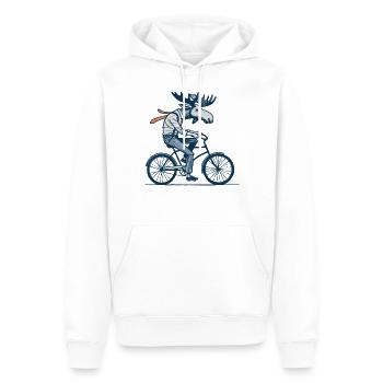 Retro Radfahrer Elch Motiv für echte Fahrradfans - Männer Premium Bio Hoodie - Weiß - Vorne - Nico (187cm)