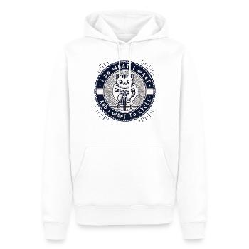 Chats Bicycle Design avec un dicton pour les esprits libres - Sweat à capuche Premium bio Homme - blanc - Devant - Nico (187cm)