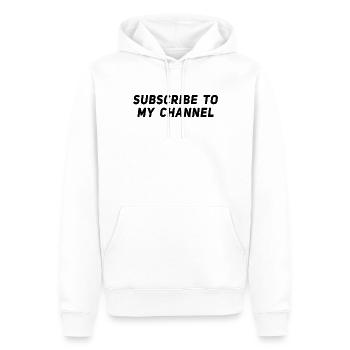 Subscribe to my Channel - Blogger Influencer - Men’s Premium Organic Hoodie - white - Front - Nico (187cm)