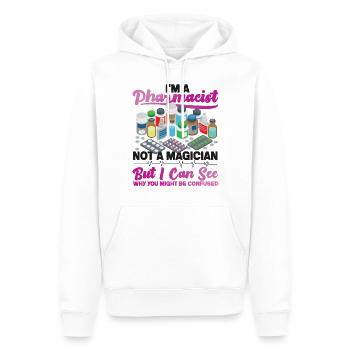 Technicien en pharmacie - Sweat à capuche Premium bio Homme - blanc - Devant - Nico (187cm)