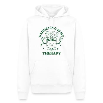 Gartenarbeit ist meine Therapie - Männer Premium Bio Hoodie - Weiß - Vorne - Nico (187cm)