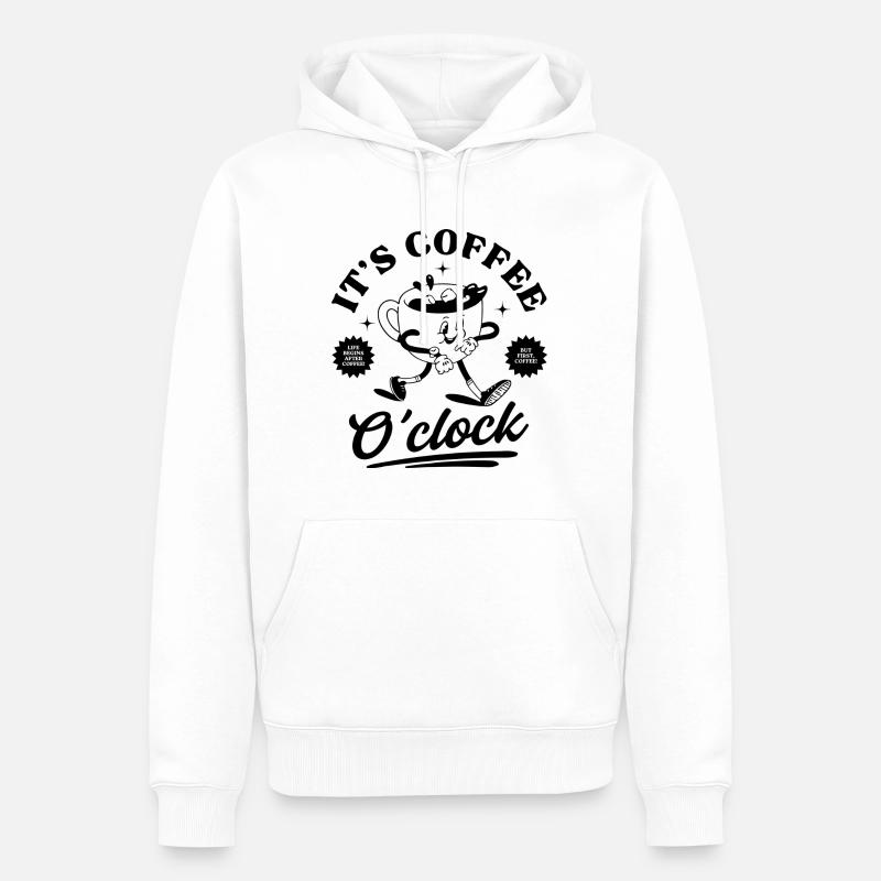 C’est l’heure du café - Sweat à capuche Premium bio Homme - blanc