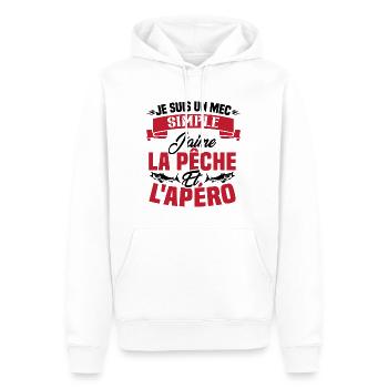 Je suis un mec simple j'aime la pêche et l'apéro - Sweat à capuche Premium bio Homme - blanc - Devant - Nico (187cm)