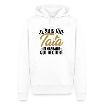 Je suis une tata et marraine qui déchire - Sweat à capuche Premium bio Homme - blanc - Devant - Nico (187cm)
