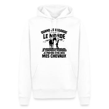 Je préfère être avec mes chevaux - Sweat à capuche Premium bio Homme - blanc - Devant - Nico (187cm)