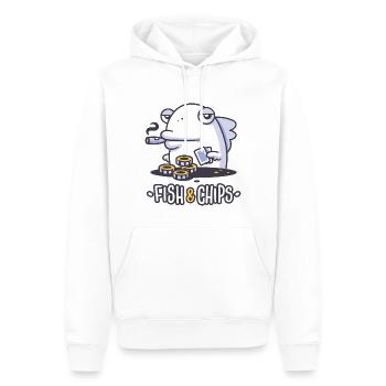 Fish and Chips - Men’s Premium Organic Hoodie - white - Front - Nico (187cm)