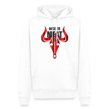 Nice to meat you - Grillen Fleisch Steak - Männer Premium Bio Hoodie - Weiß - Vorne - Nico (187cm)