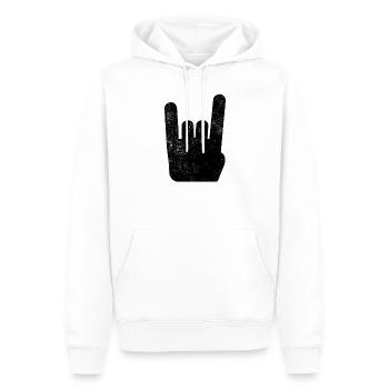 Pommesgabel Metal Hand Rock Metal Musik - Männer Premium Bio Hoodie - Weiß - Vorne - Nico (187cm)