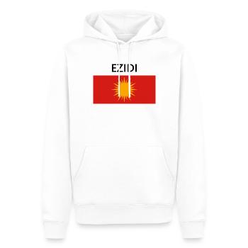 Ezidxan Flagge Ezidi Fahne auf dem Rücken - Männer Premium Bio Hoodie - Weiß - Vorne - Nico (187cm)