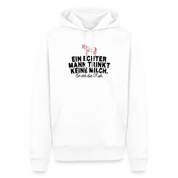 Ein Echter Mann Trinkt Keine Milch Er Isst Die Kuh - Männer Premium Bio Hoodie - Weiß - Vorne - Nico (187cm)